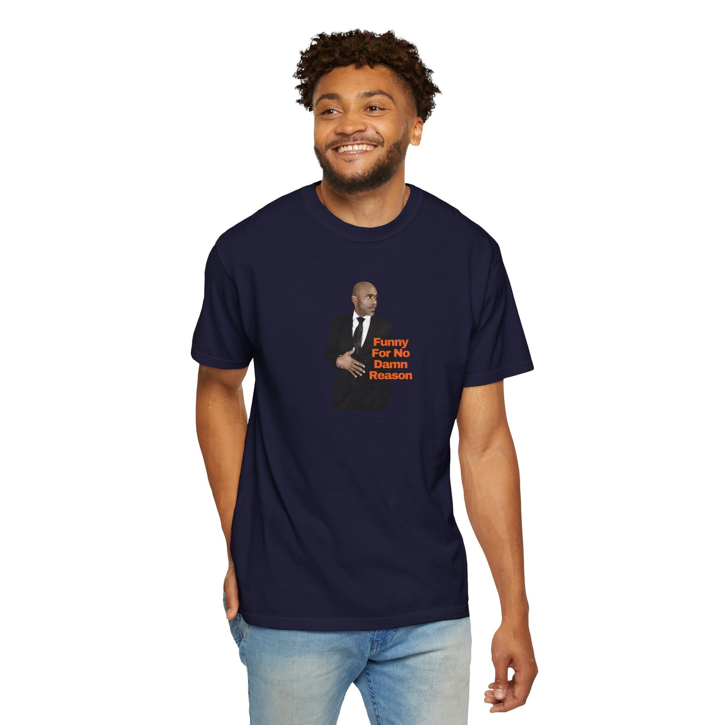 Comedian JerroldB — "Funny For No Damn Reason" Suit Portrait Tee