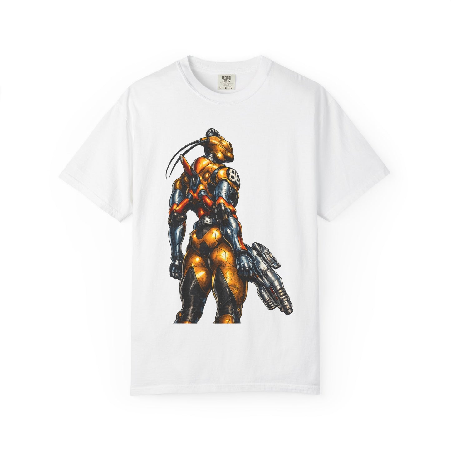 Sci‑Fi Soldier Graphic T‑Shirt — Armored Alien with Blaster