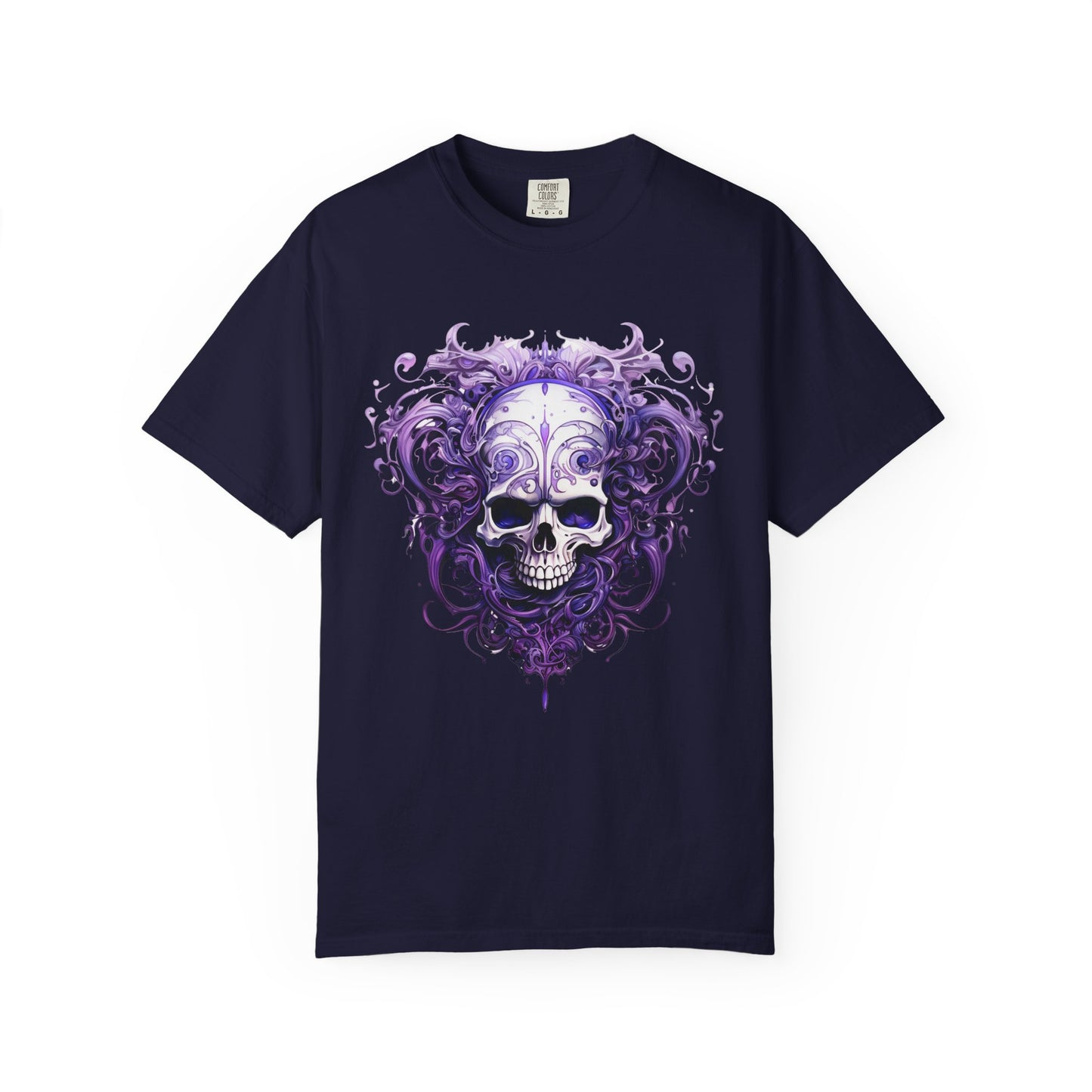 Purple Floral Skull T-Shirt — Gothic Sugar Skull Graphic Tee