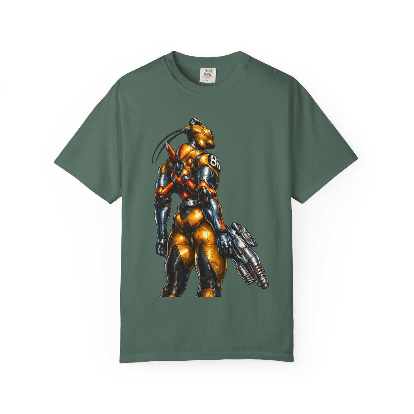 Sci‑Fi Soldier Graphic T‑Shirt — Armored Alien with Blaster