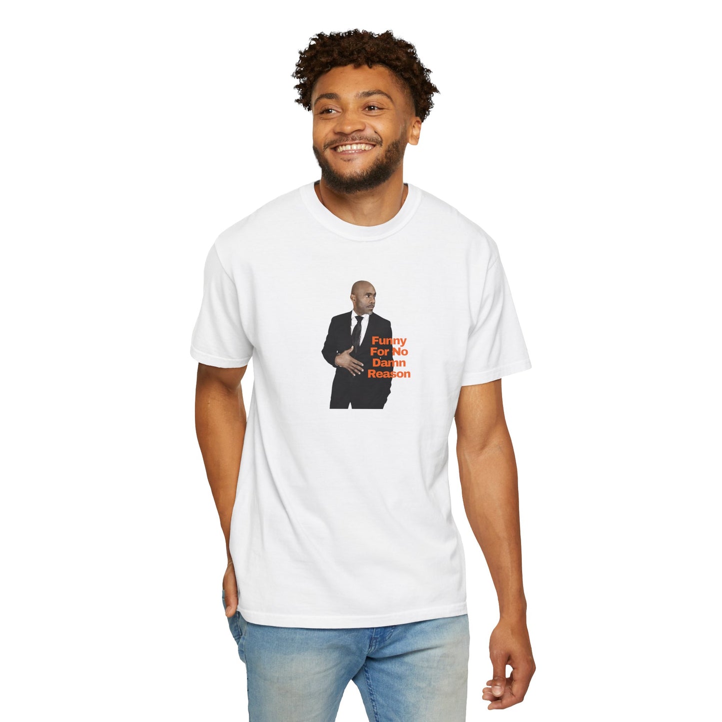 Comedian JerroldB — "Funny For No Damn Reason" Suit Portrait Tee