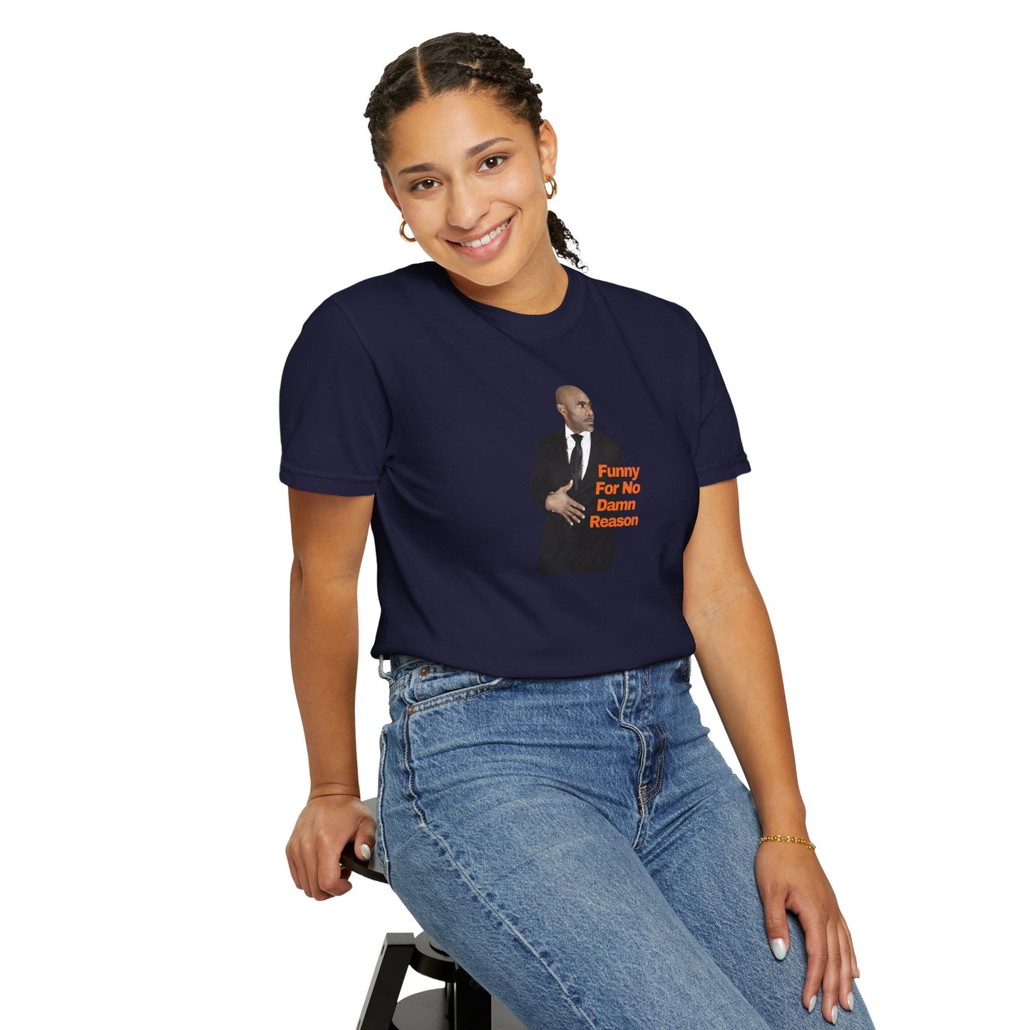 Comedian JerroldB — "Funny For No Damn Reason" Suit Portrait Tee