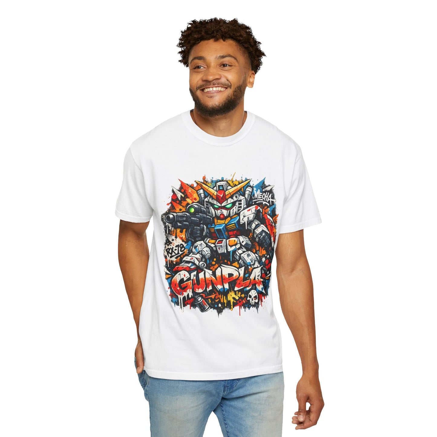 Gunpla Street Art Robot T-Shirt — Colorful Mecha Gundam Graphic Tee