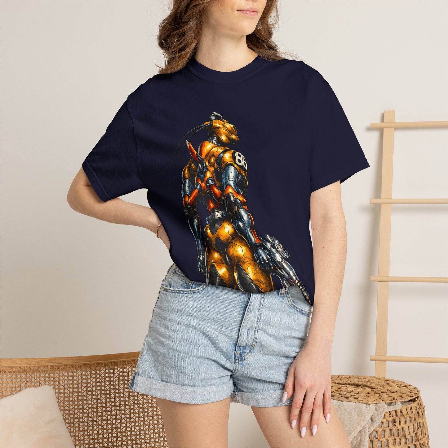 Sci‑Fi Soldier Graphic T‑Shirt — Armored Alien with Blaster