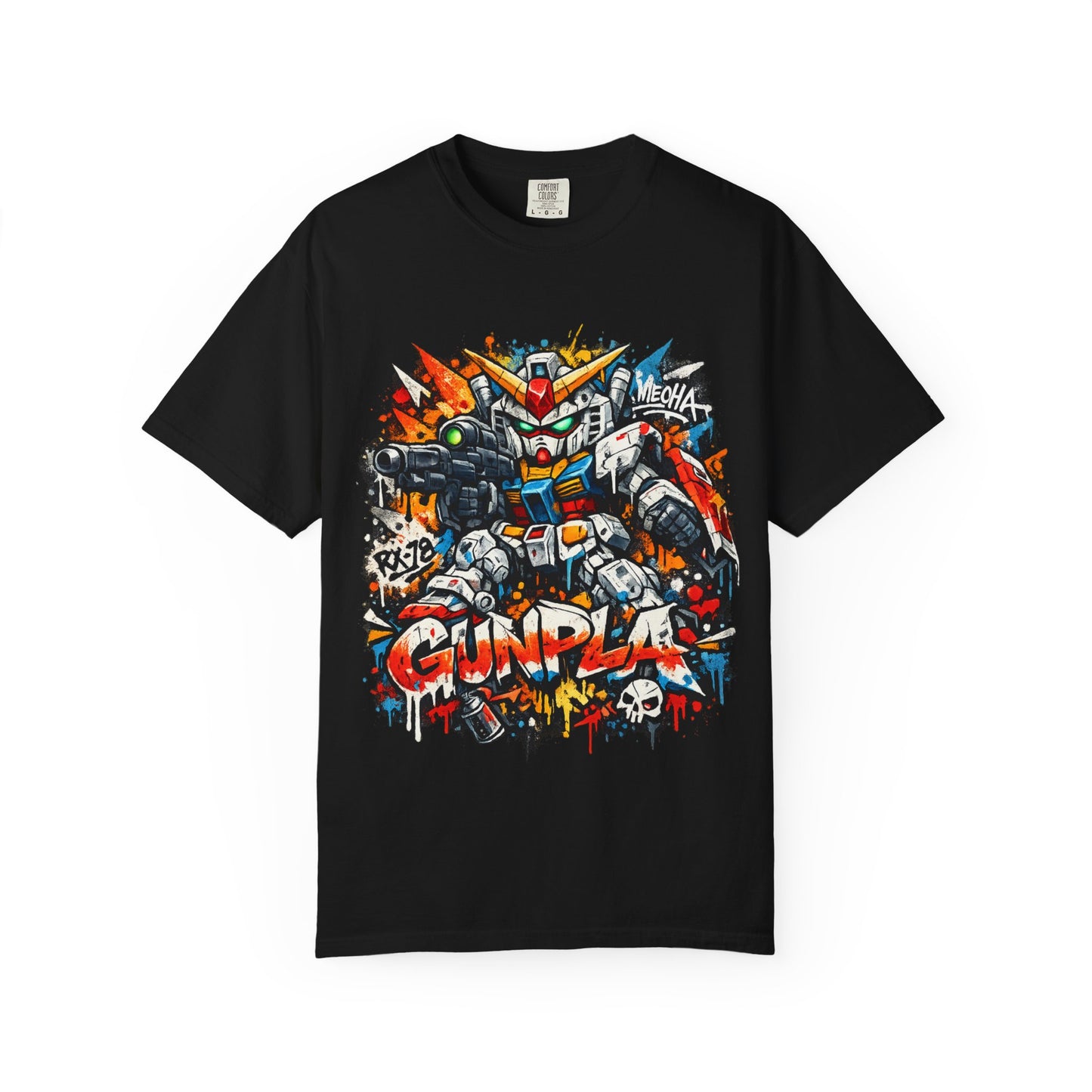 Gunpla Street Art Robot T-Shirt — Colorful Mecha Gundam Graphic Tee
