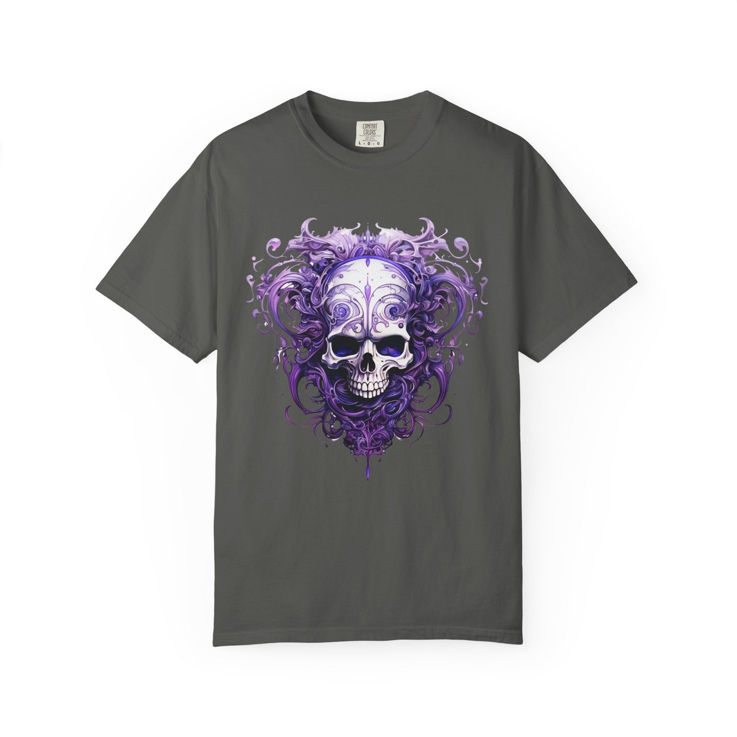 Purple Floral Skull T-Shirt — Gothic Sugar Skull Graphic Tee