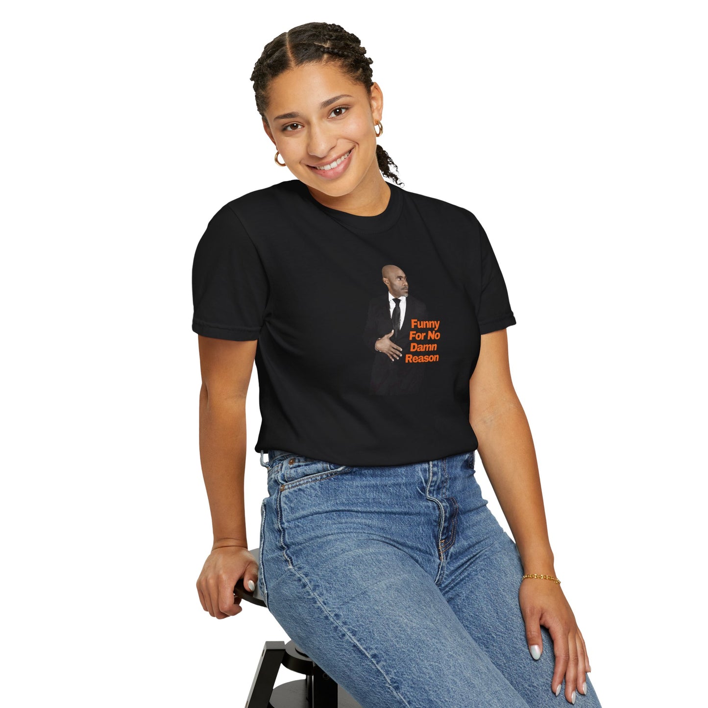 Comedian JerroldB — "Funny For No Damn Reason" Suit Portrait Tee