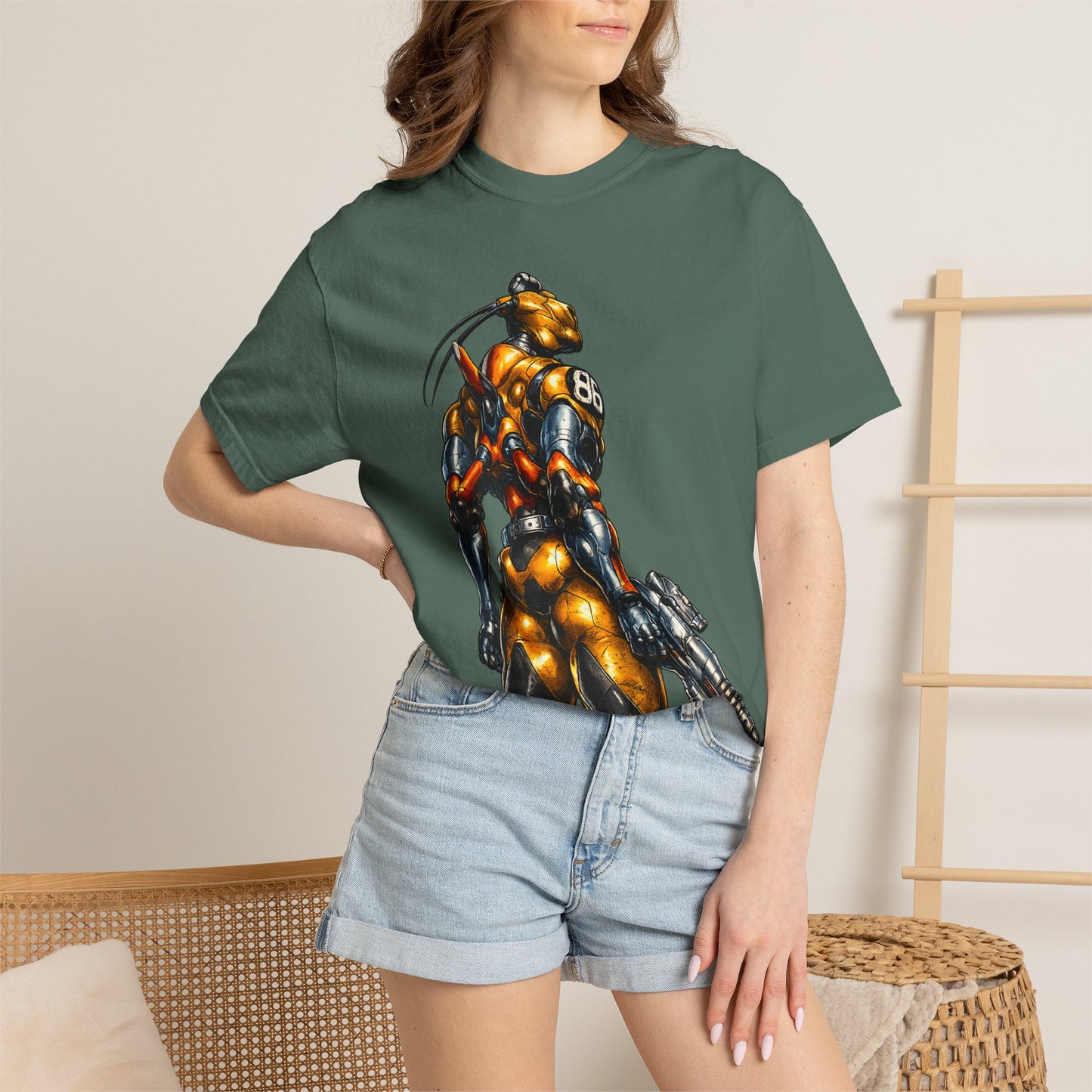 Sci‑Fi Soldier Graphic T‑Shirt — Armored Alien with Blaster