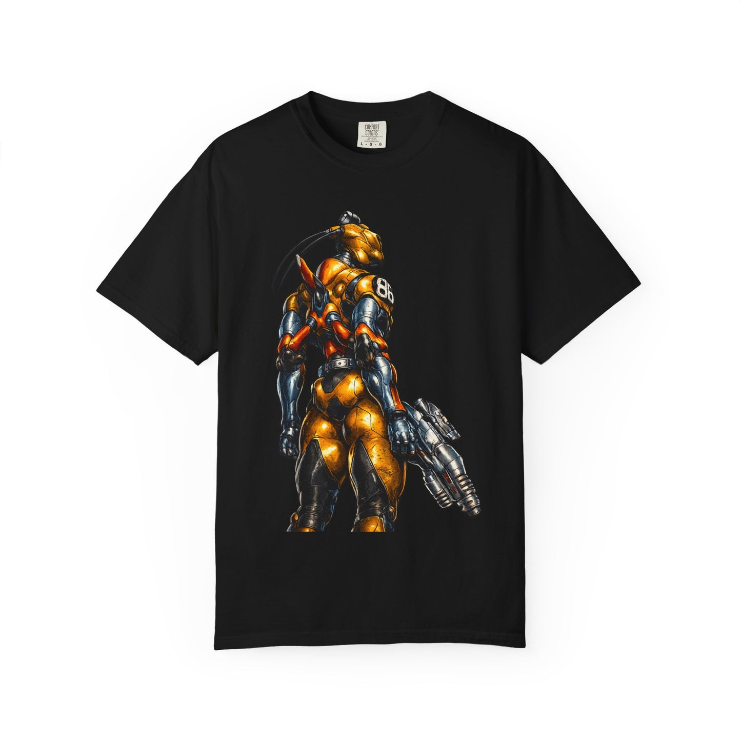 Sci‑Fi Soldier Graphic T‑Shirt — Armored Alien with Blaster