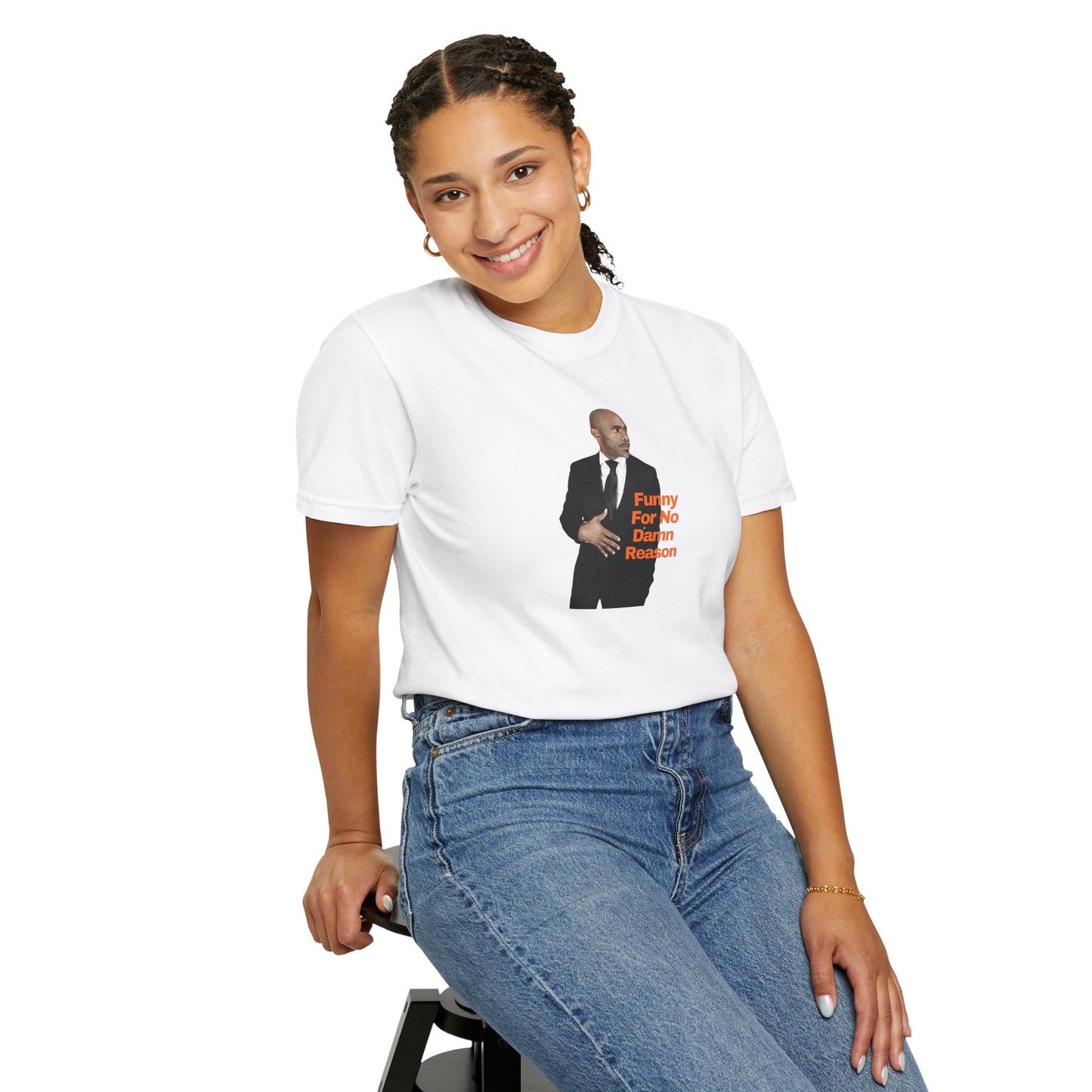 Comedian JerroldB — "Funny For No Damn Reason" Suit Portrait Tee