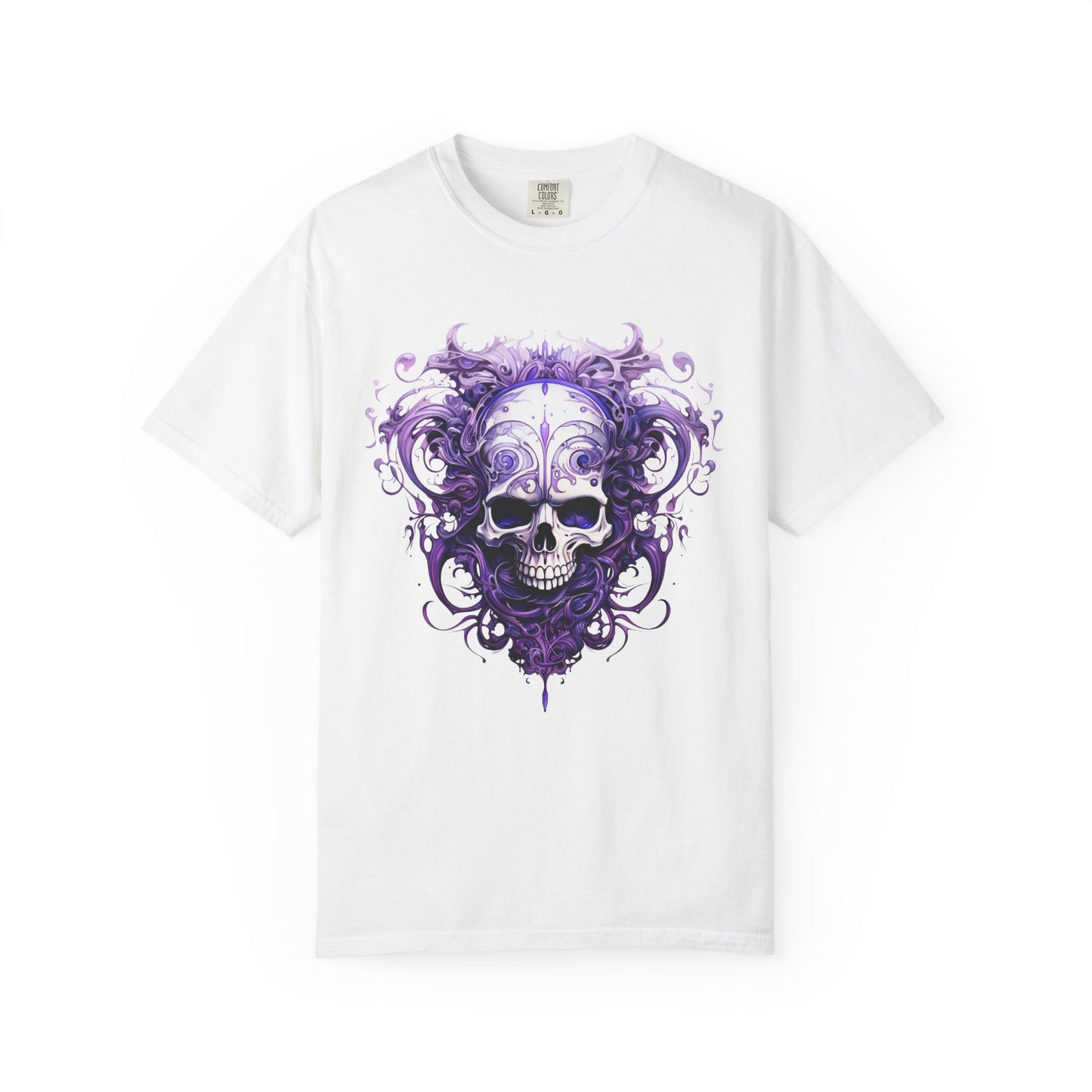 Purple Floral Skull T-Shirt — Gothic Sugar Skull Graphic Tee
