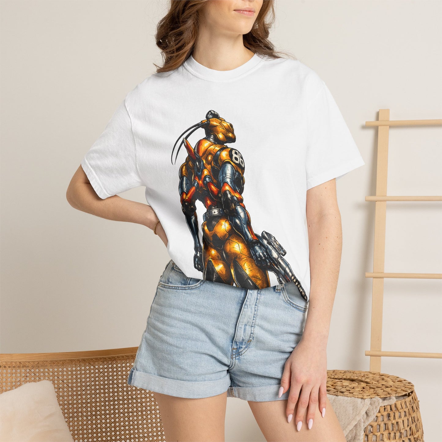 Sci‑Fi Soldier Graphic T‑Shirt — Armored Alien with Blaster