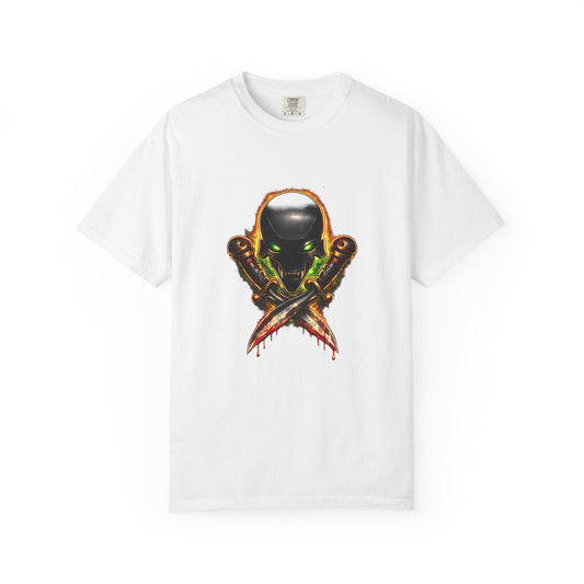 Alien Skull Crossed Knives T-Shirt — Sci‑Fi Horror Graphic Tee