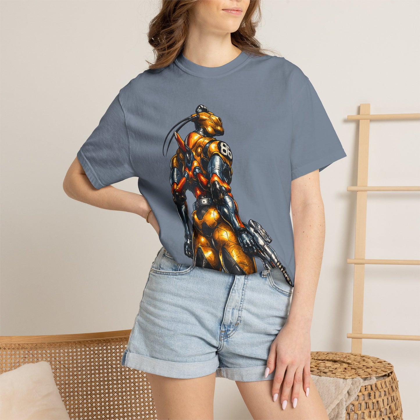 Sci‑Fi Soldier Graphic T‑Shirt — Armored Alien with Blaster